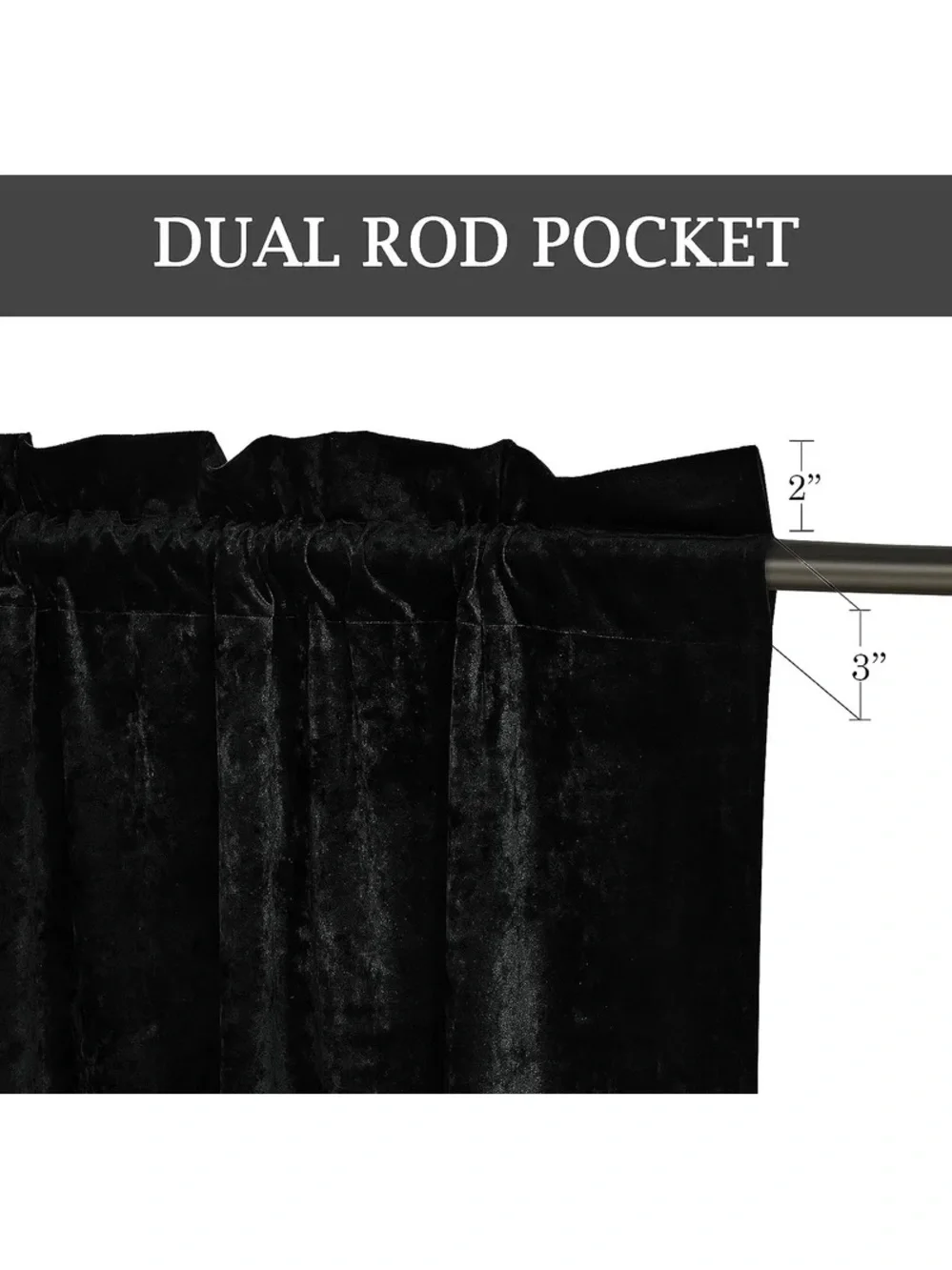 Black Velvet Curtain Panel set 100x96in